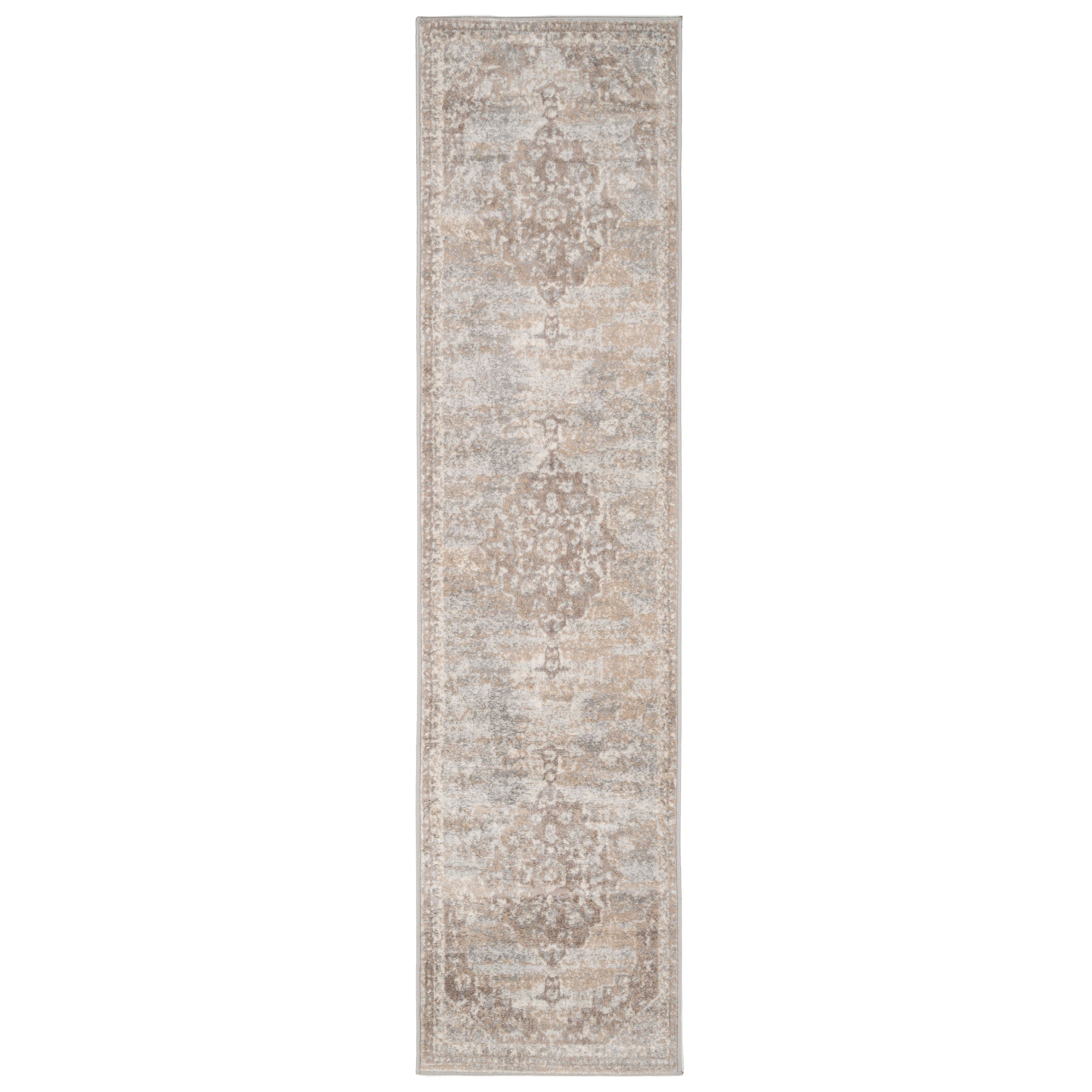 Traditional Distressed Beige Runner Rug