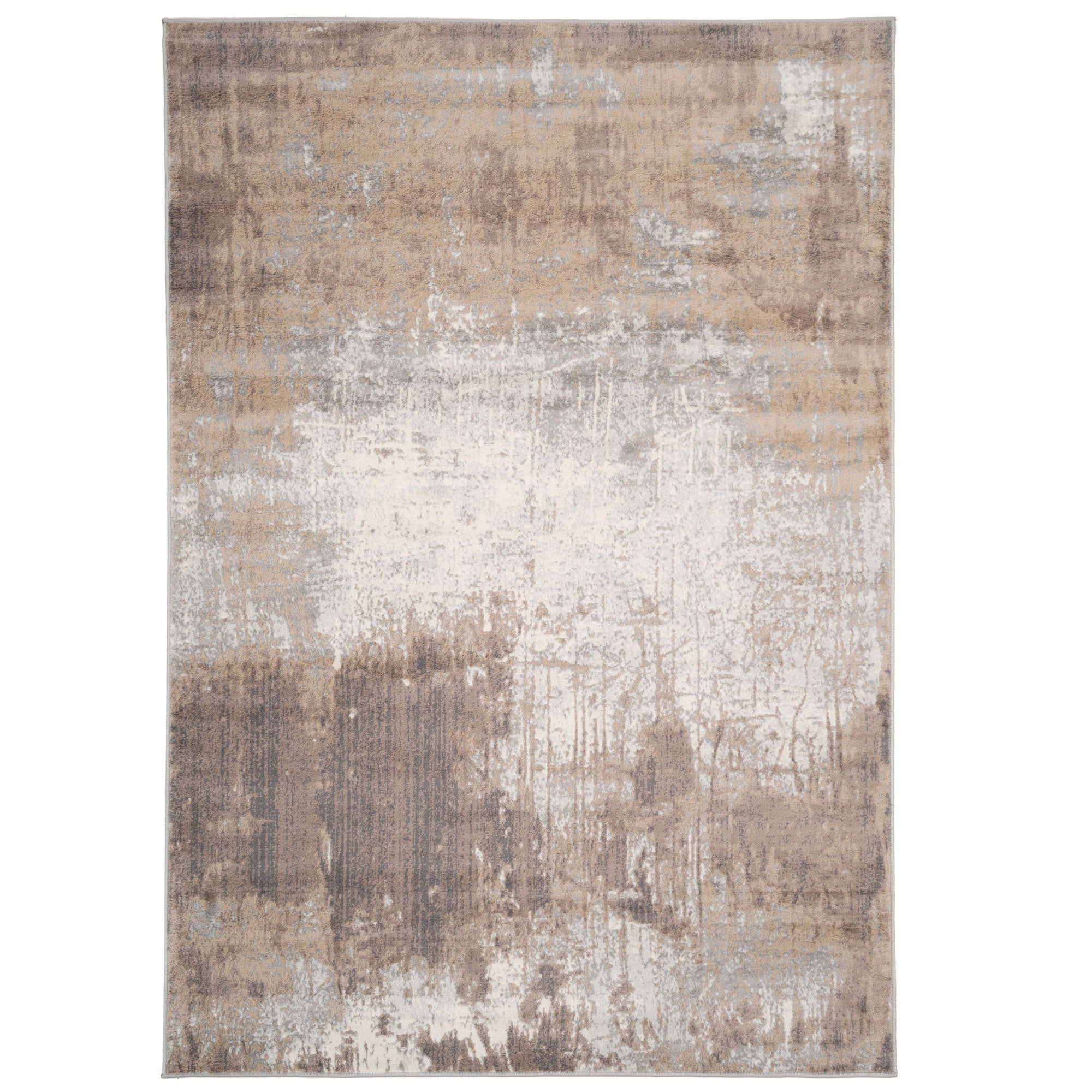 Beige Grey Distressed Area Rug