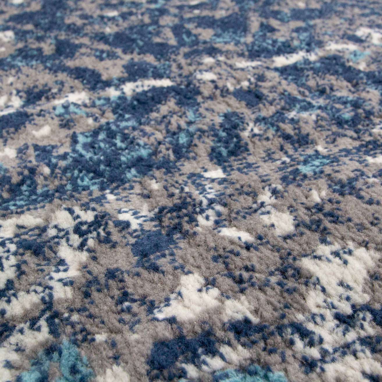 Faded Distressed Navy Oriental Pattern Rug