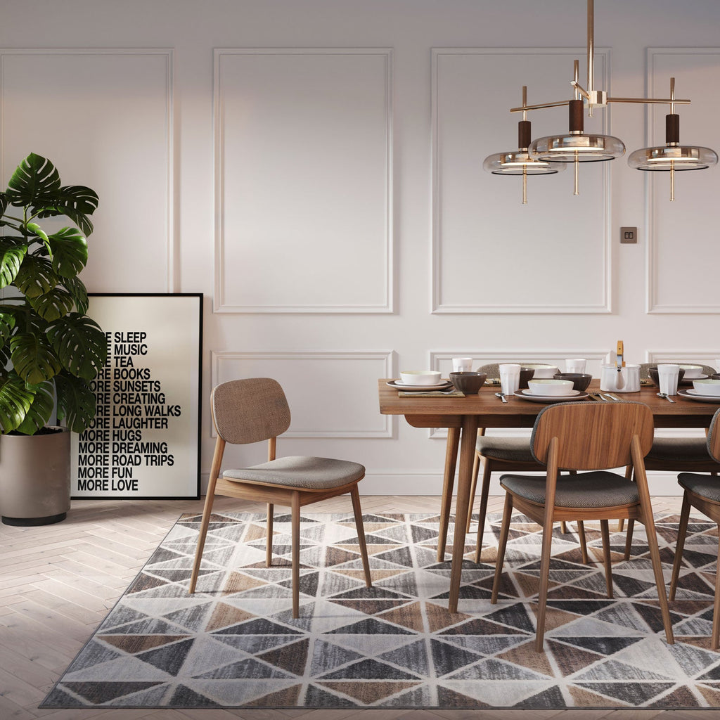 Beige Grey Multi Tile Area Rug