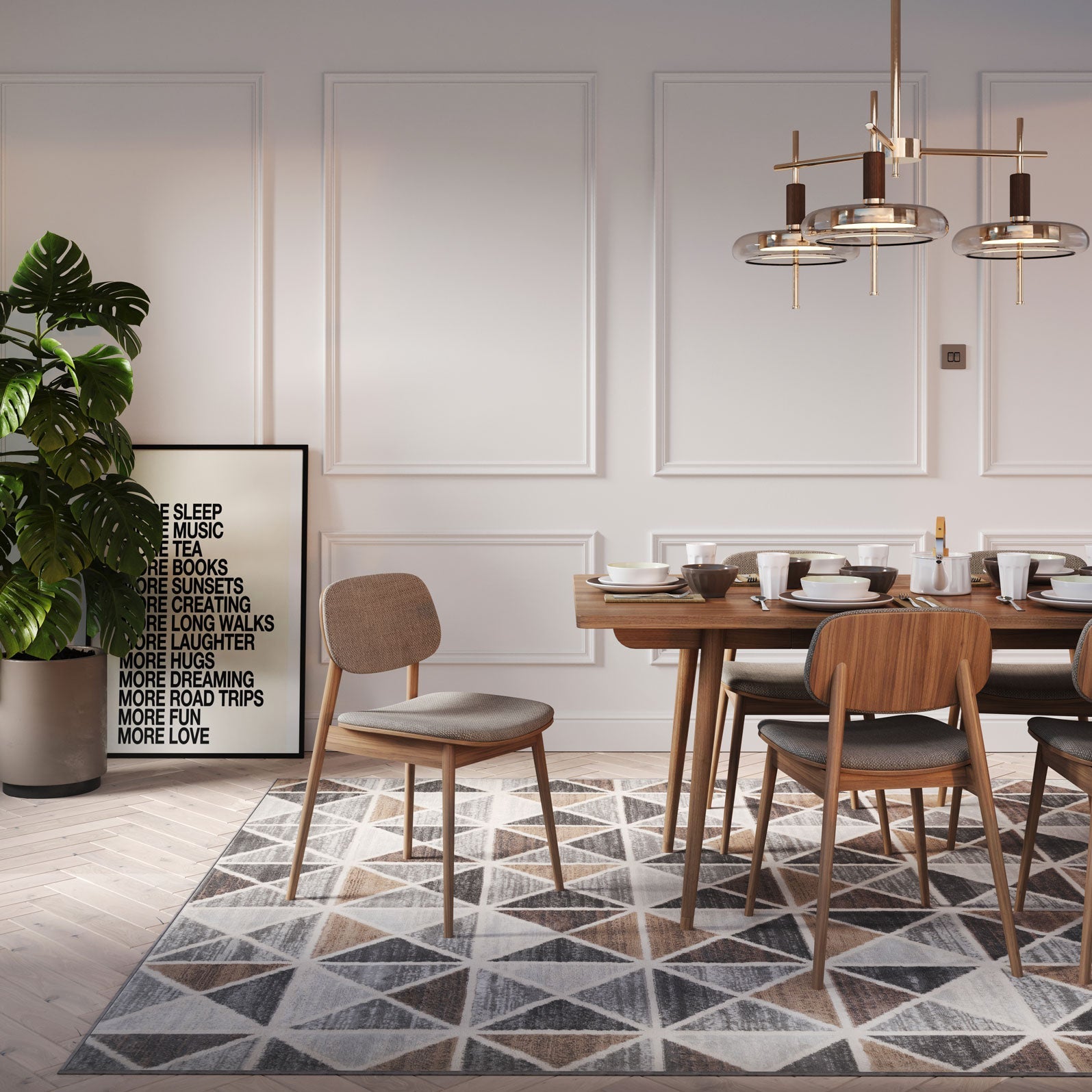 Beige Grey Multi Tile Area Rug