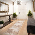 Beige Grey Distressed Runner Rug