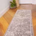 Faded Distressed Grey Oriental Pattern Runner Rug