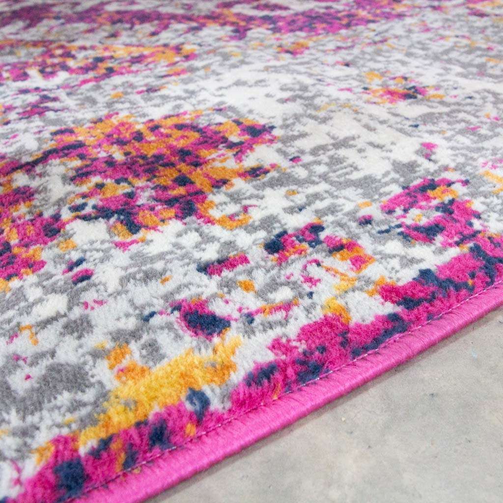 Fuschia Pink Oriental Distressed Runner Rug