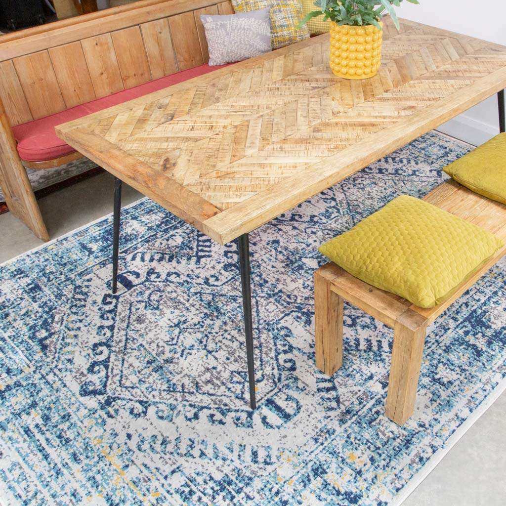 Blue Oriental Distressed Vintage Runner Rug