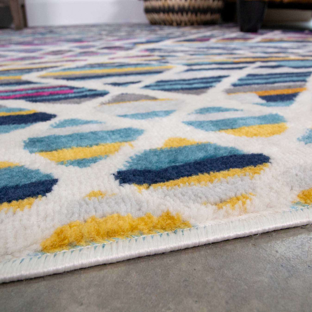 Colourful Geometric Strokes Pattern Runner Rug