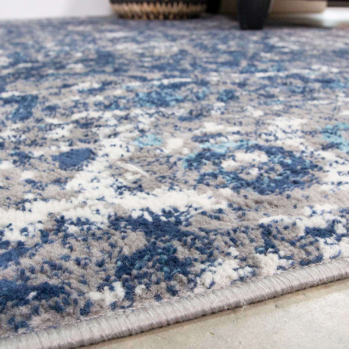 Faded Distressed Navy Oriental Pattern Runner Rug