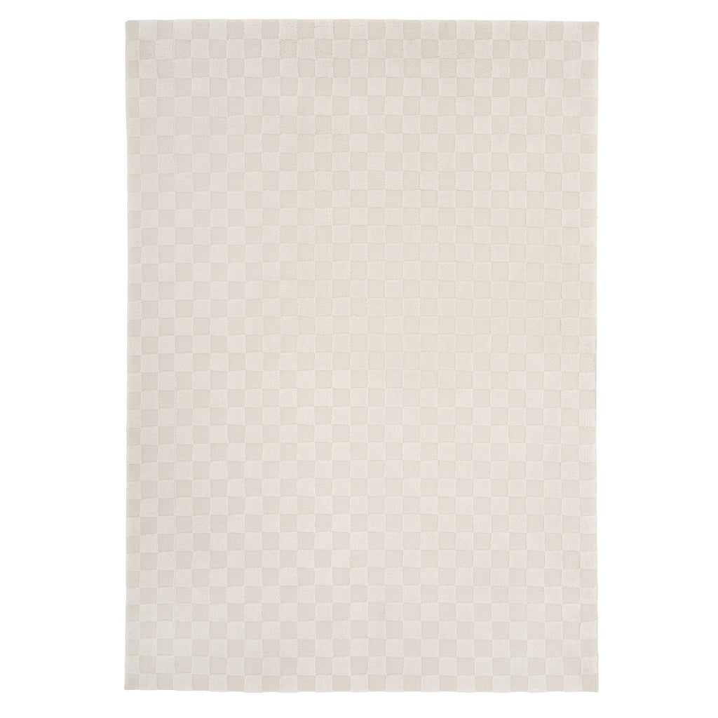 Soft Natural Cream Retro Checkerboard Rug - Liv