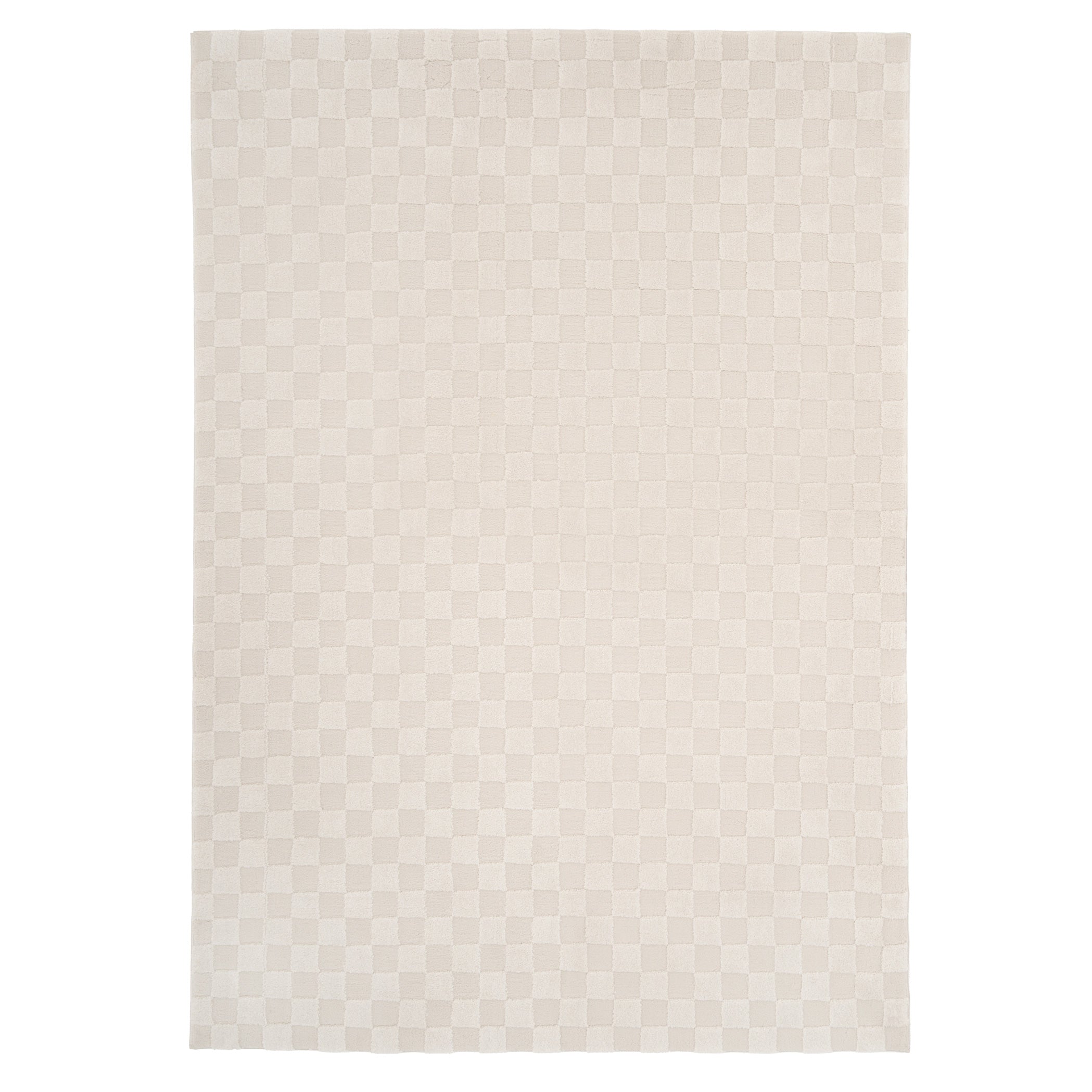 Soft Natural Cream Retro Checkerboard Rug - Liv