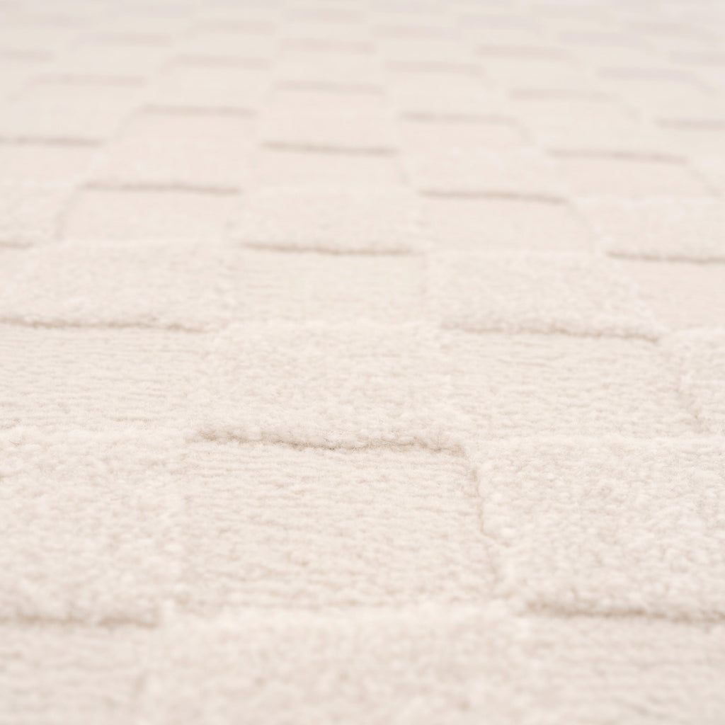 Soft Natural Cream Retro Checkerboard Rug - Liv