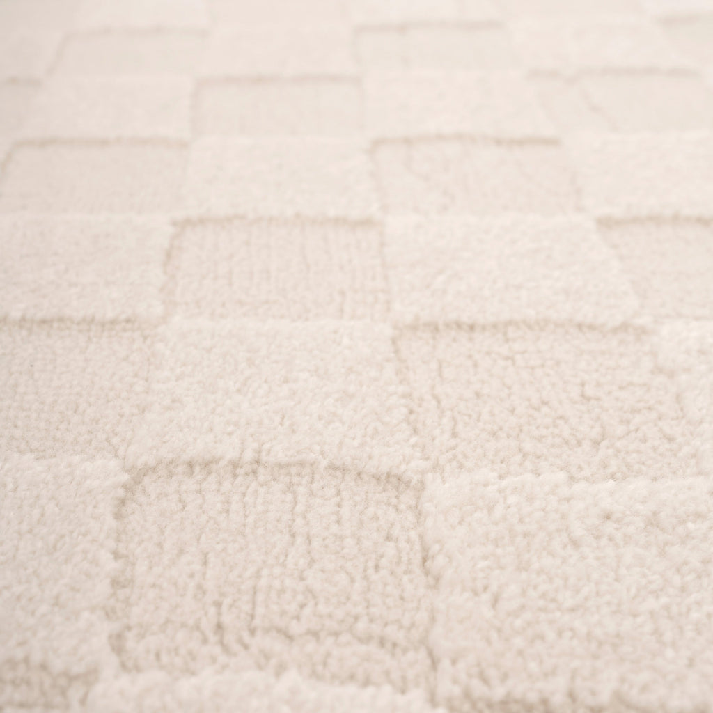 Soft Natural Cream Retro Checkerboard Rug - Liv