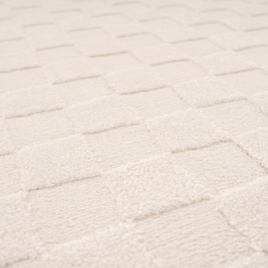 Soft Natural Cream Retro Checkerboard Rug - Liv