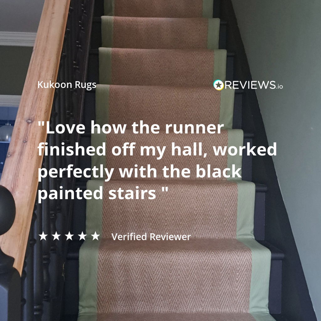 Green Jute Border Stair Carpet Runner - Juliette Green