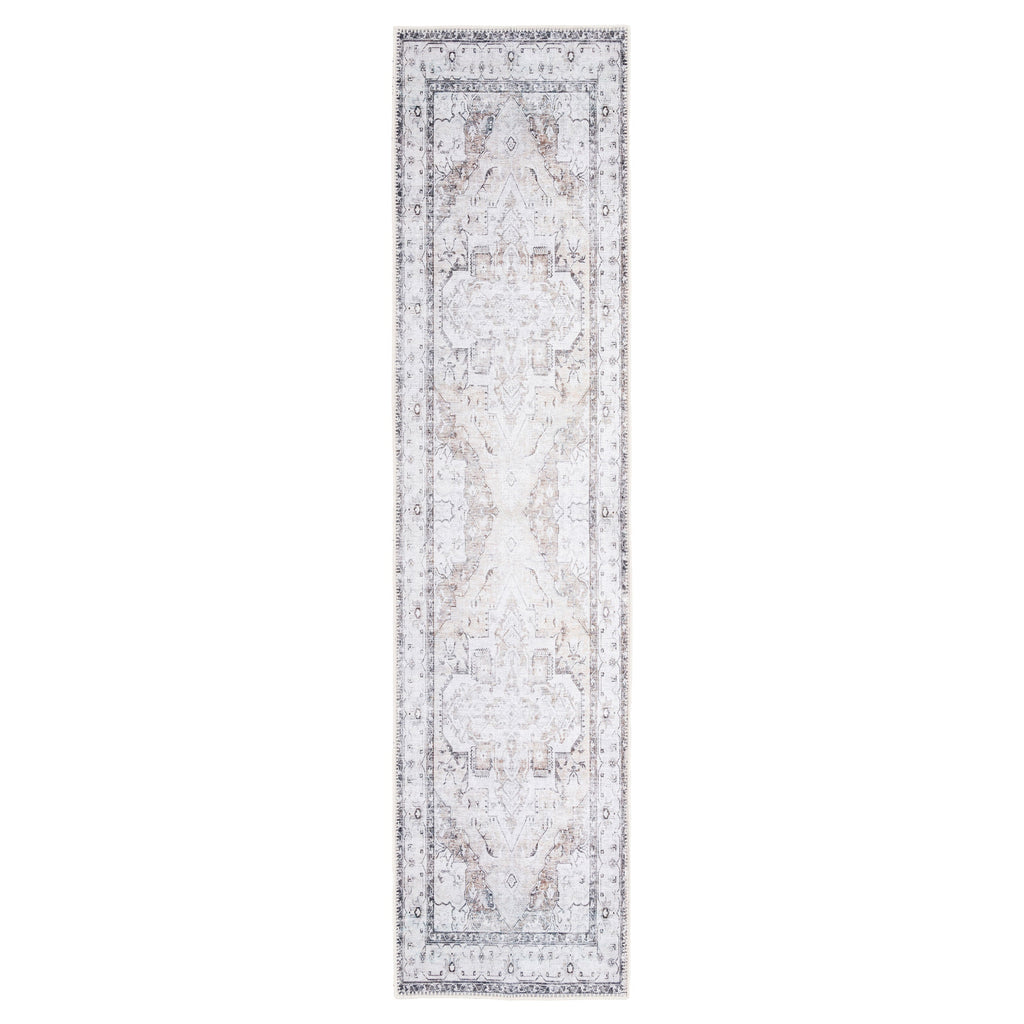 Washable Vintage Ivory Runner Rug - Margot