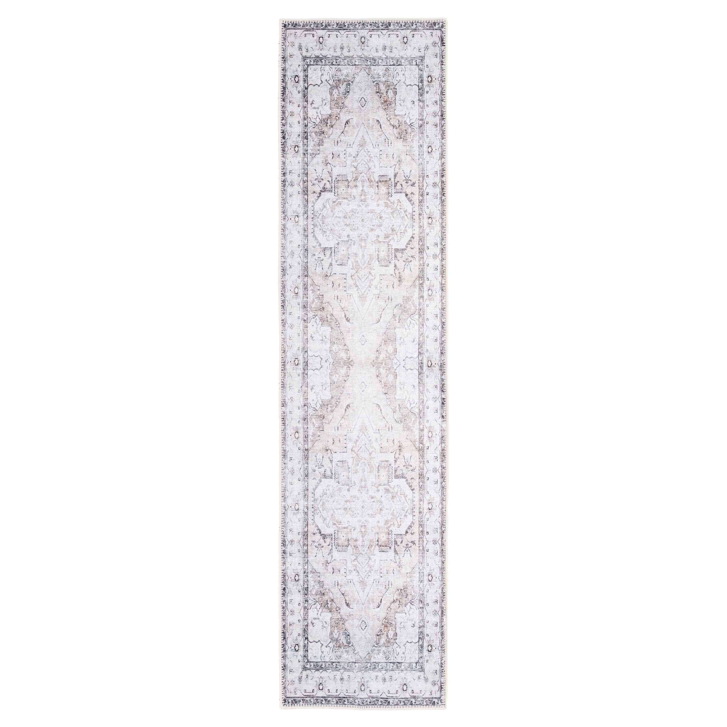 Washable Vintage Ivory Runner Rug - Margot