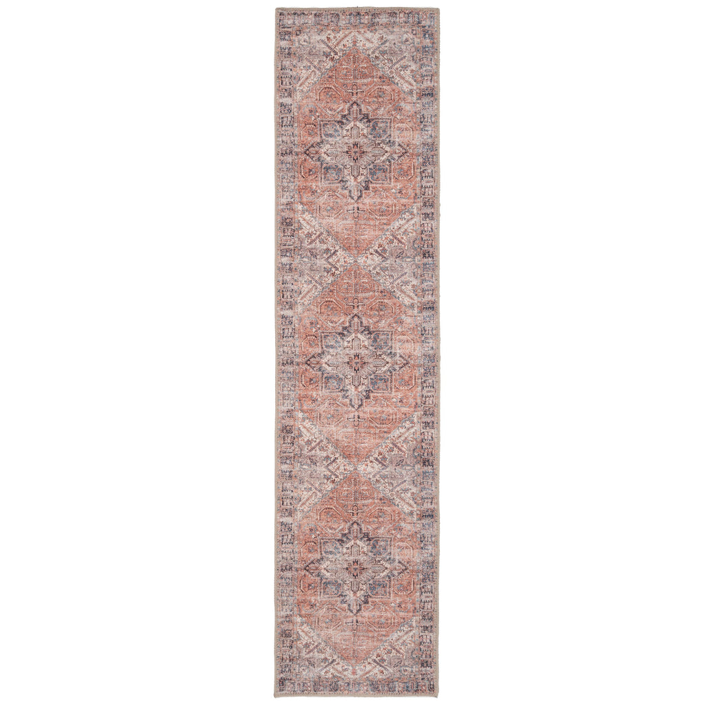 Flatwoven Washable Terracotta Medallion Area Rug - Neeve