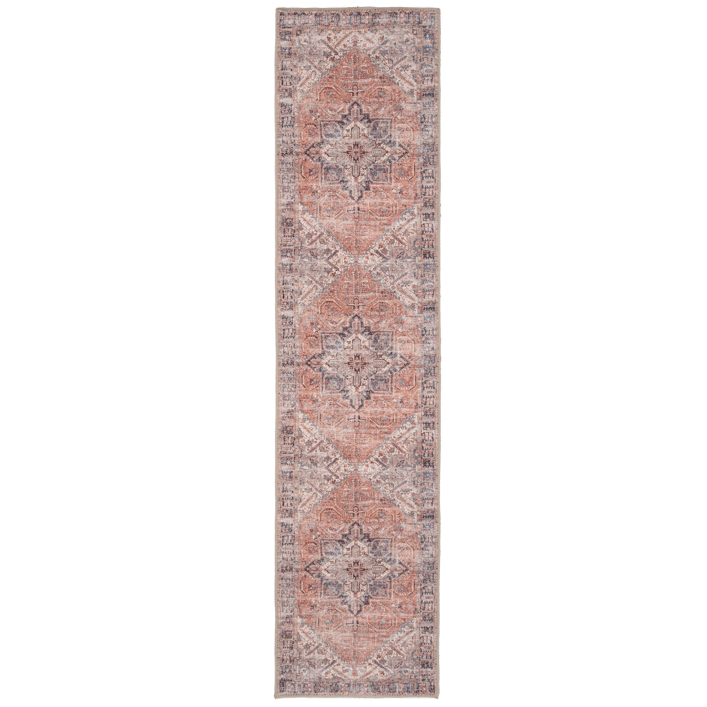 Flatwoven Washable Terracotta Medallion Area Rug - Neeve
