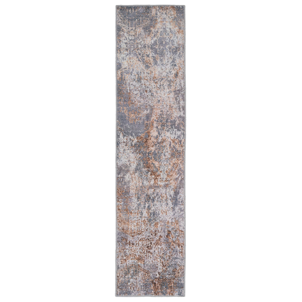 Flatwoven Washable Distressed Copper Blue Rug - Tobin