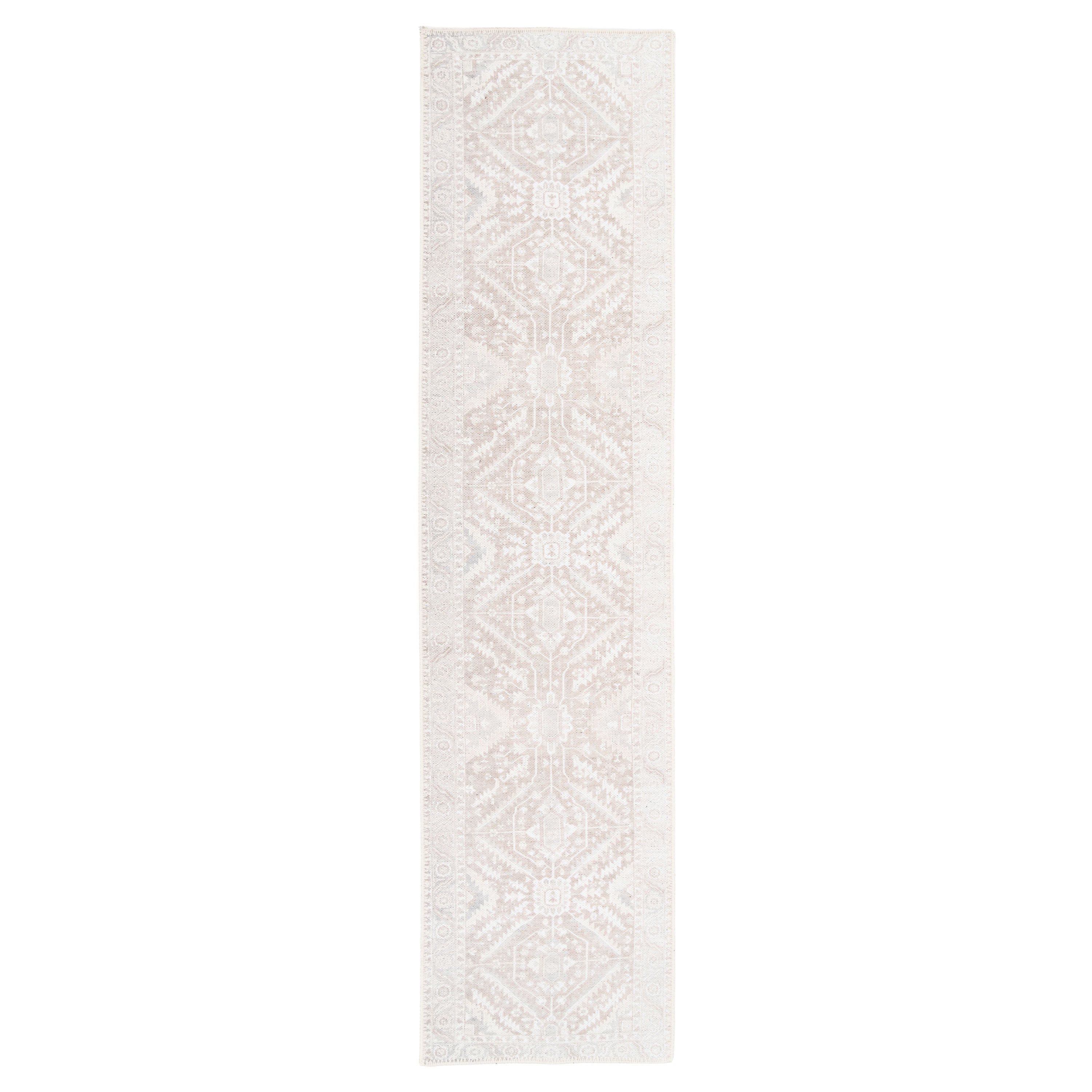 Flatwoven Washable Distressed Beige Runner - Tolka