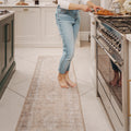 Flatwoven Washable Distressed Beige Runner - Zoe