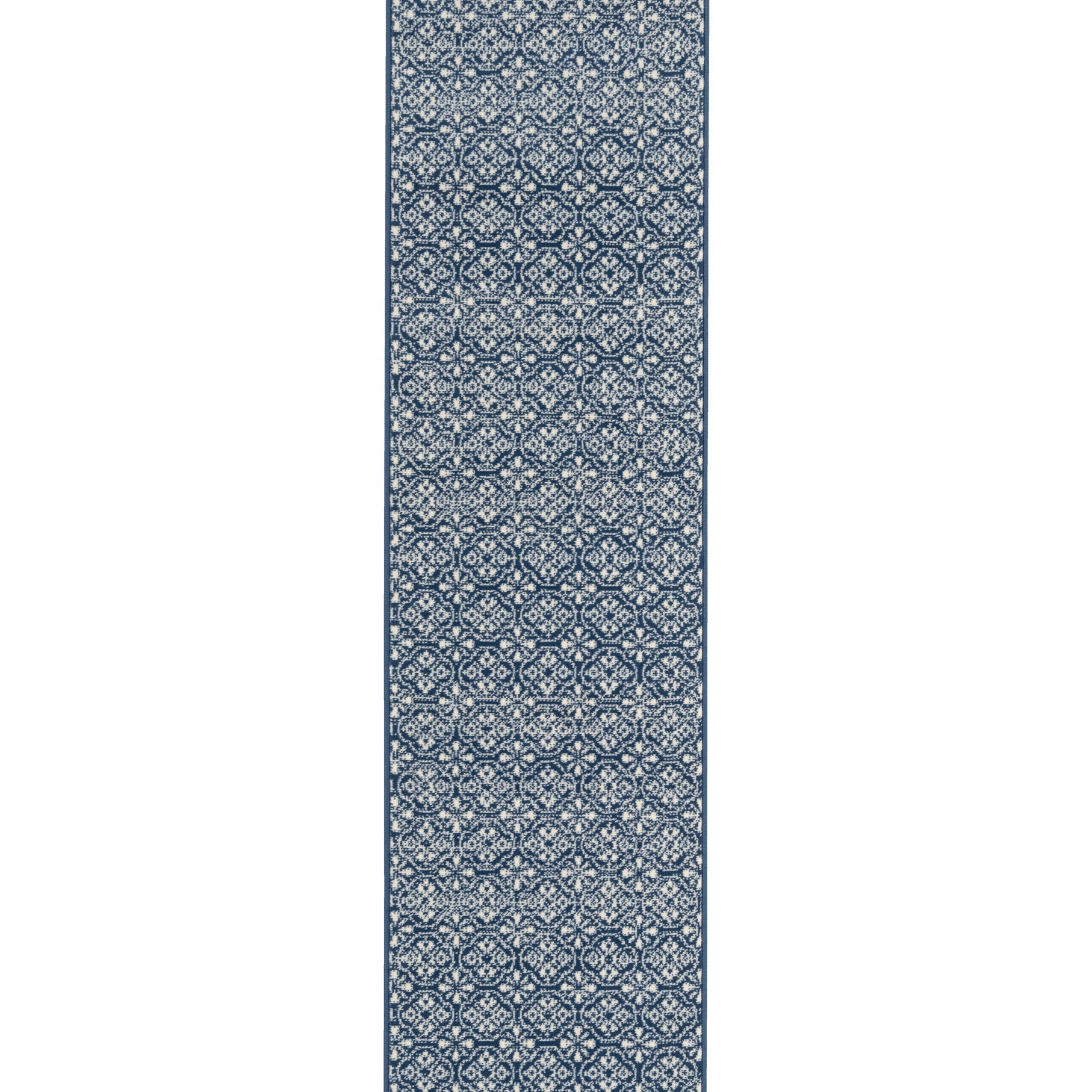 Navy Geometric Stair Carpet Runner - Cut to Measure