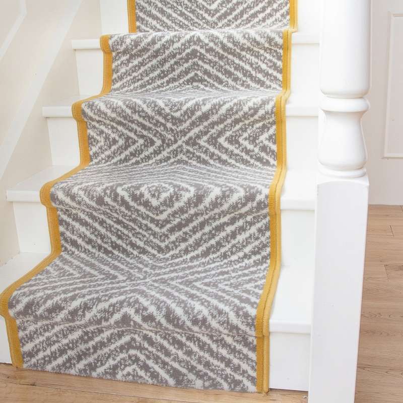 Beige Diamond Print Stair Carpet Runner - Cut to Measure