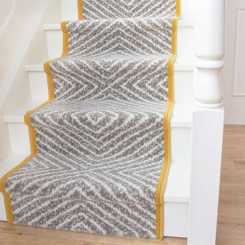 Beige Diamond Print Stair Carpet Runner - Cut to Measure