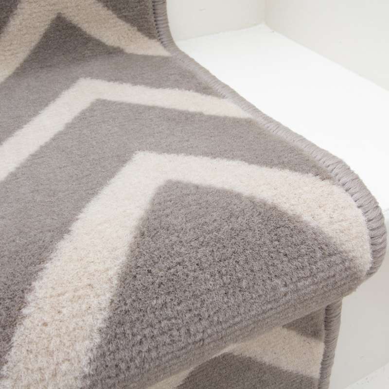 Grey Chevron Stair Carpet Runner - Cut to Measure