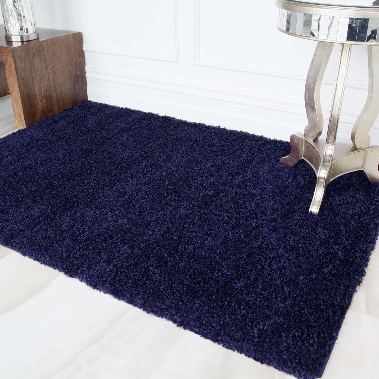 Navy Blue Shaggy Area Rug