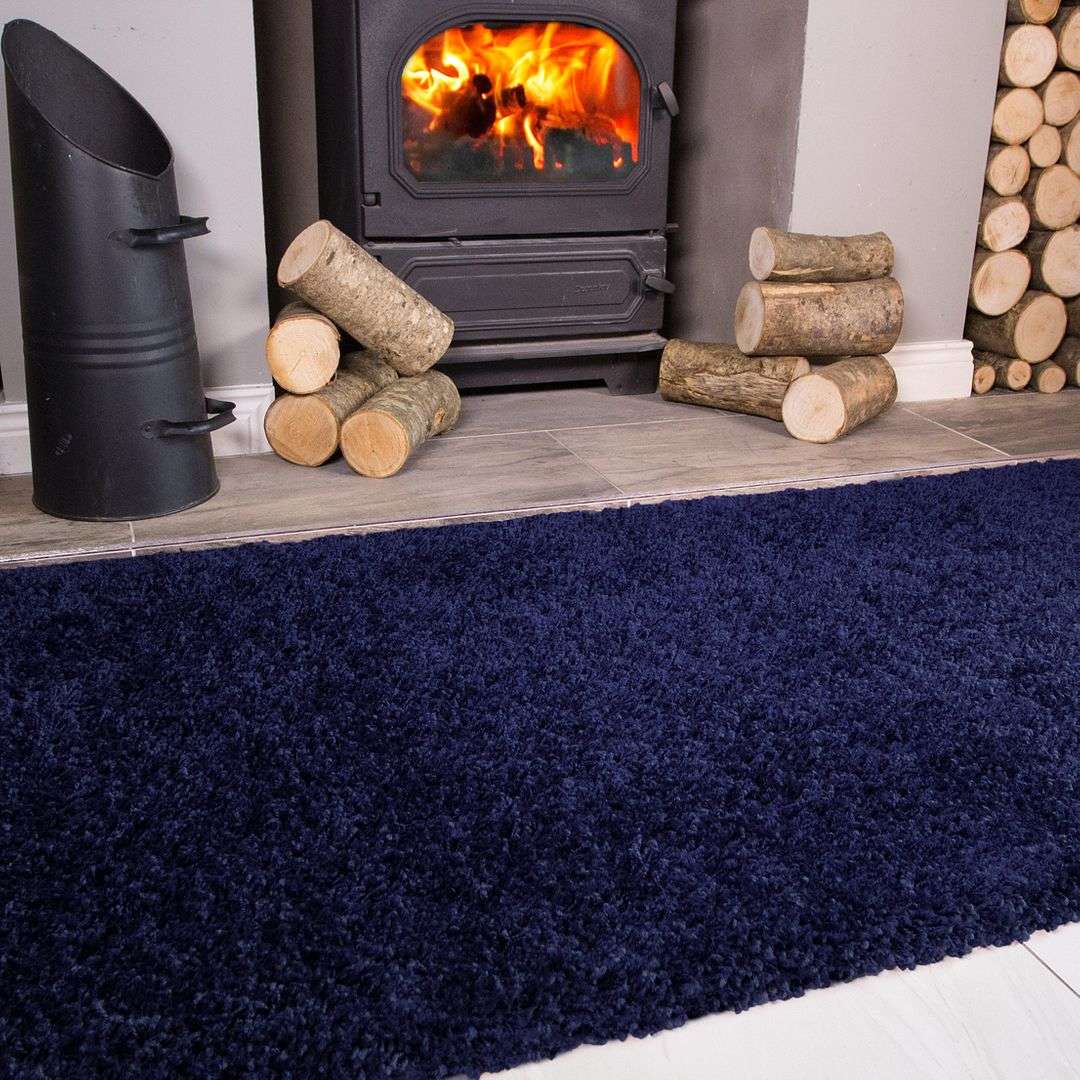 Navy Blue Shaggy Area Rug