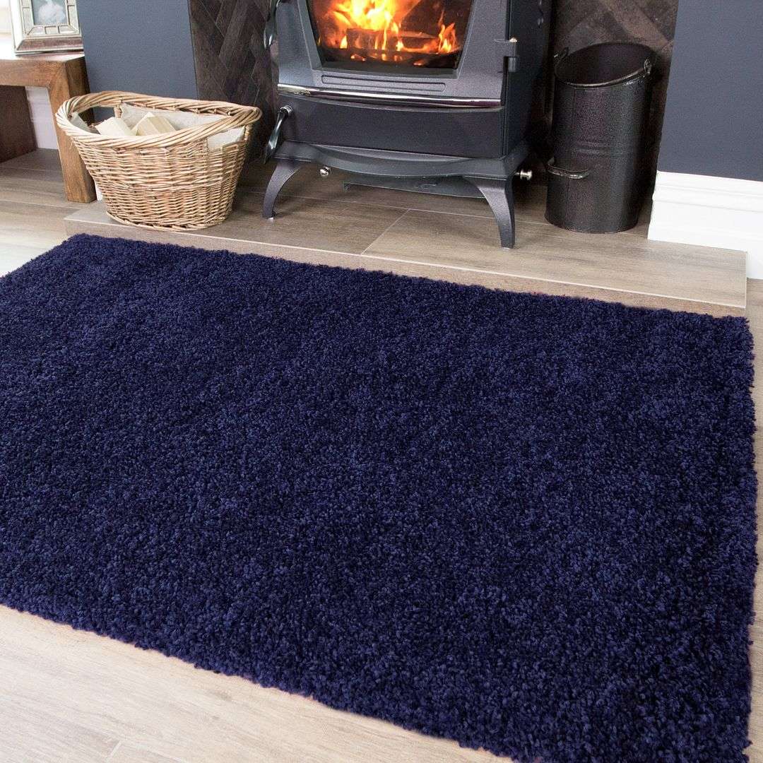 Navy Blue Shaggy Area Rug