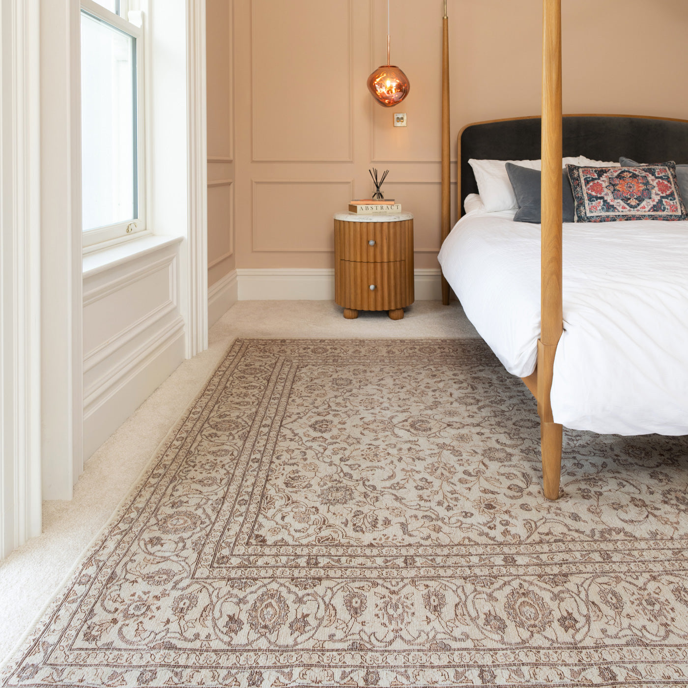 Soft Washable Cream Vintage Rug - Adeline