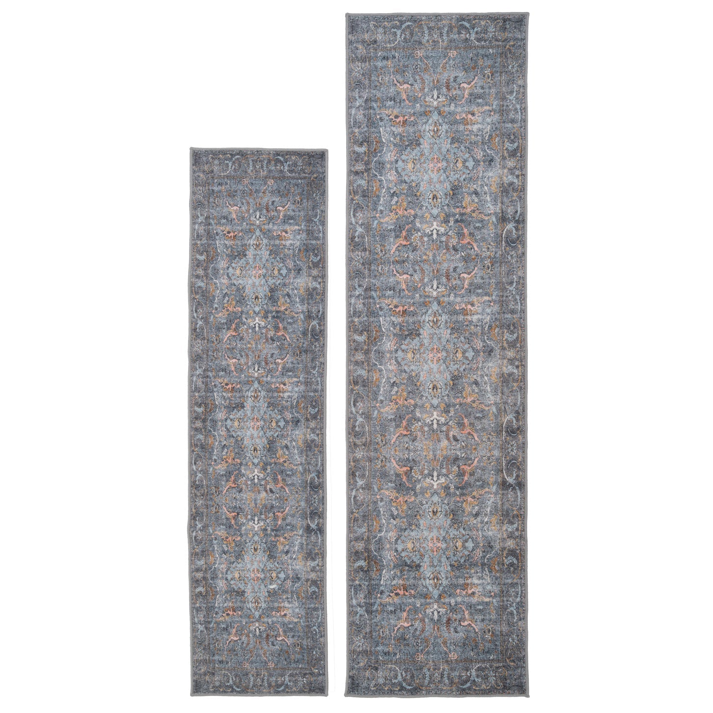 Soft Washable Blue Boho Runner - Clara