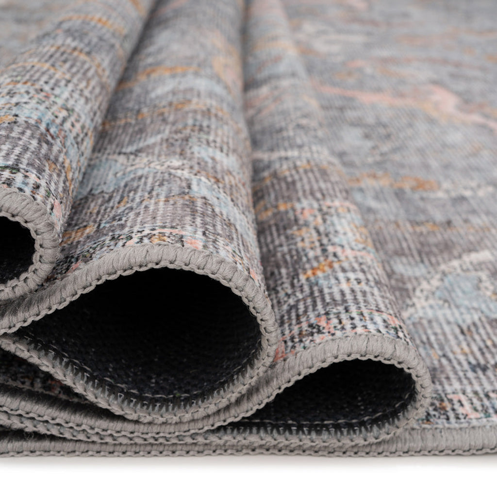 Soft Washable Blue Boho Rug - Clara