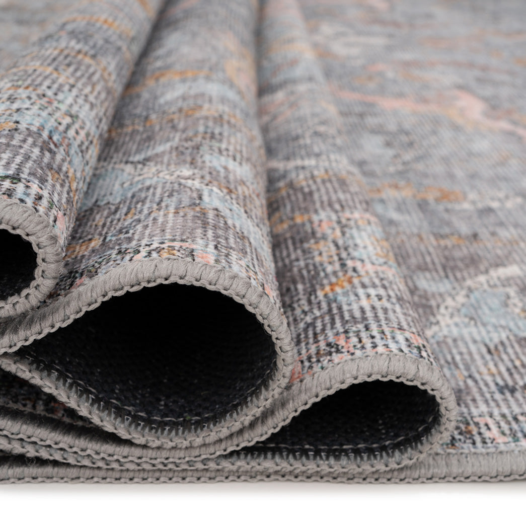 Soft Washable Blue Boho Rug - Clara