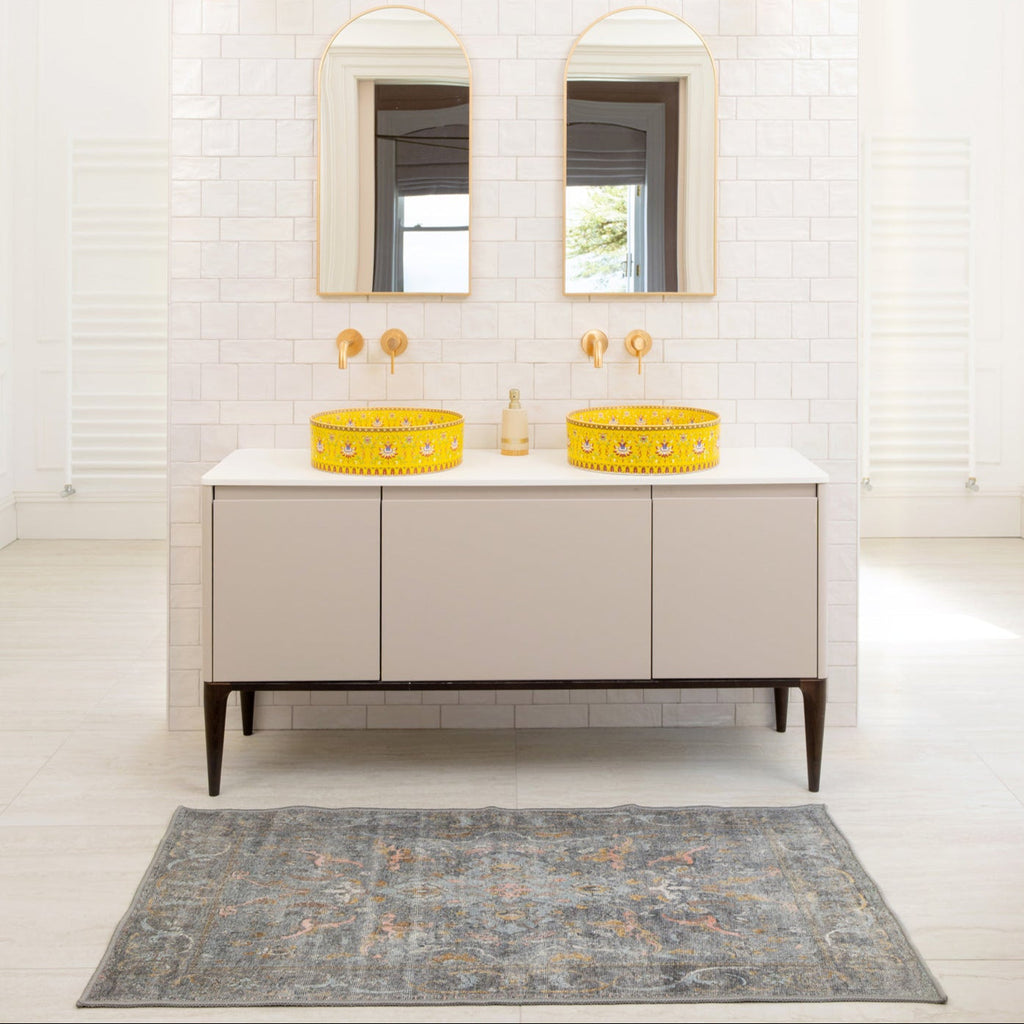 Soft Washable Blue Bathroom Mat - Clara