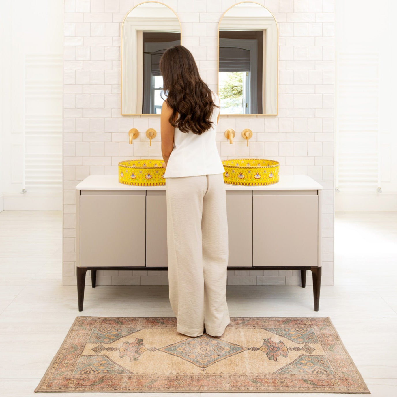 Soft Washable Moroccan Bathroom Mat - Coralie
