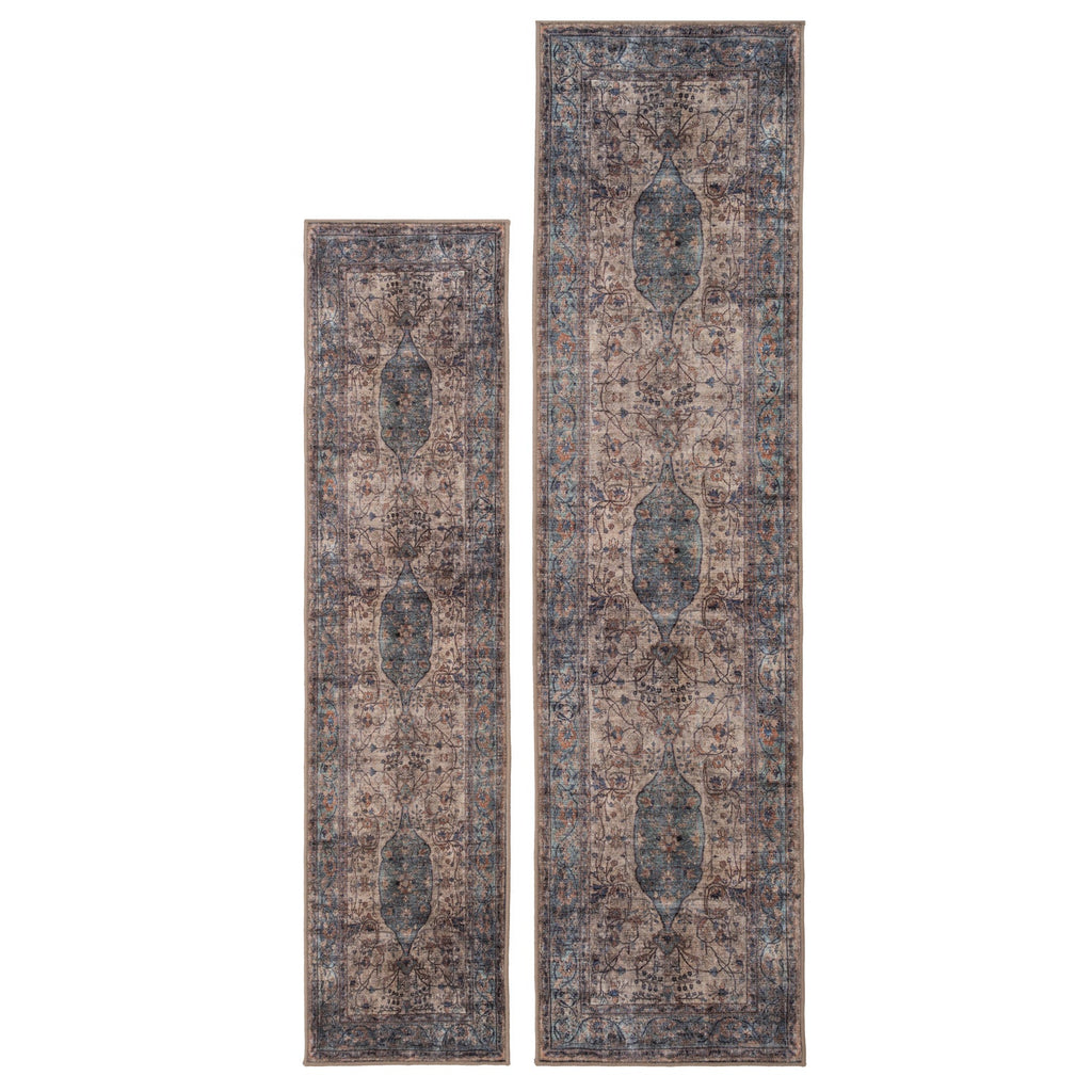 Soft Washable Blue Regency Runner - Dorothea