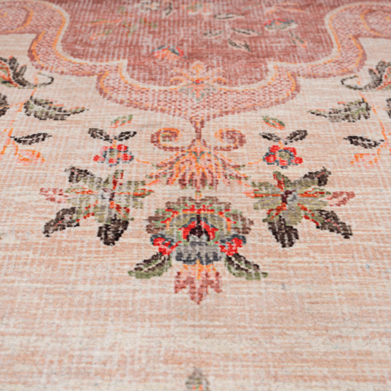 Washable Pink Medallion Runner - Dusk