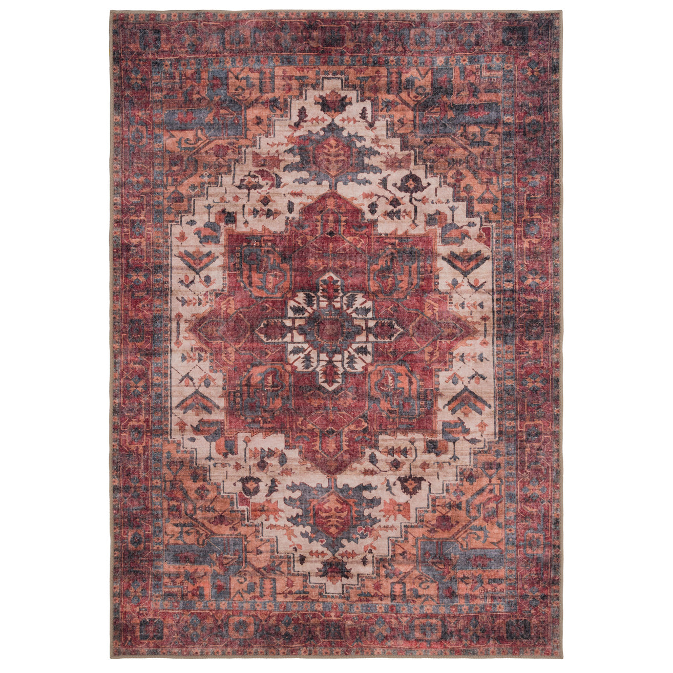 Soft Washable Red Antique Rug - Eliza