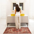 Soft Washable Red Antique Bathroom Mat - Eliza
