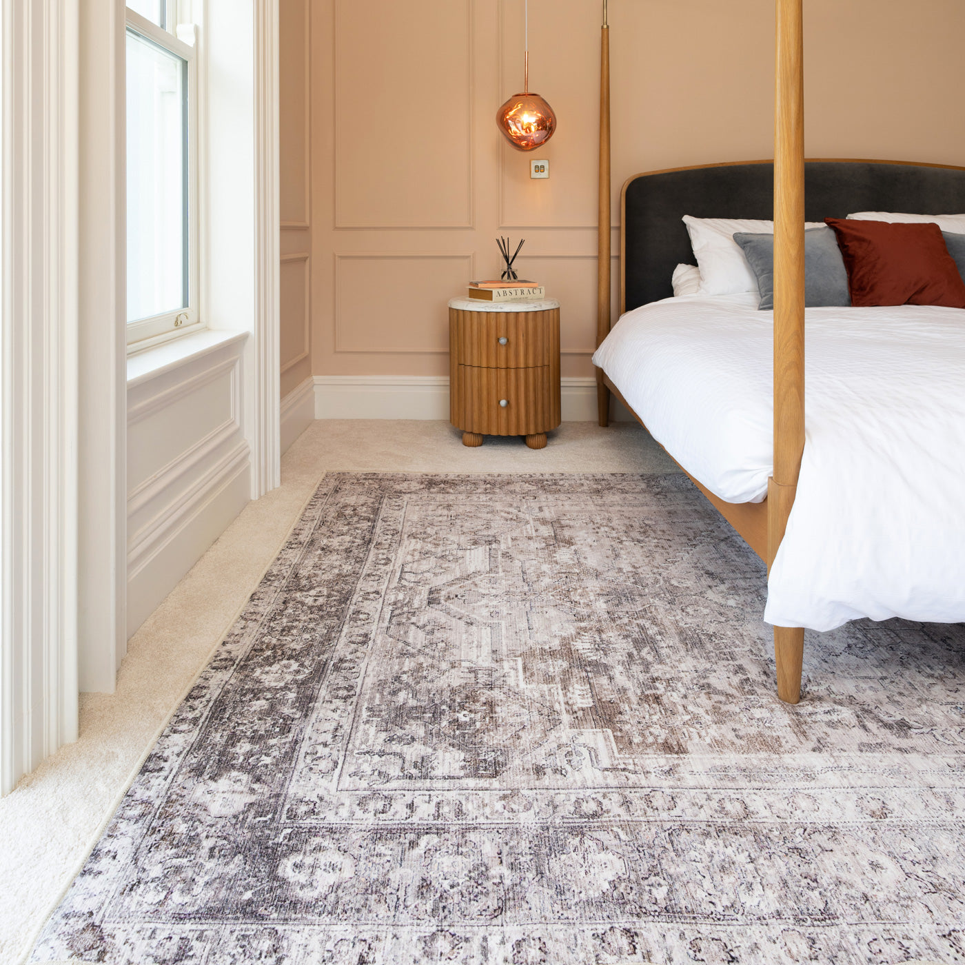 Soft Washable Vintage Greige Rug - Elsie