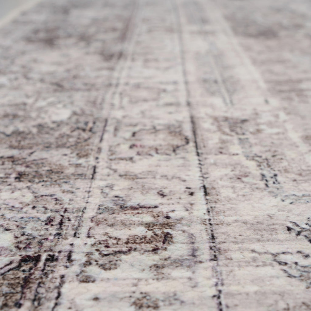 Soft Washable Vintage Greige Runner - Elsie