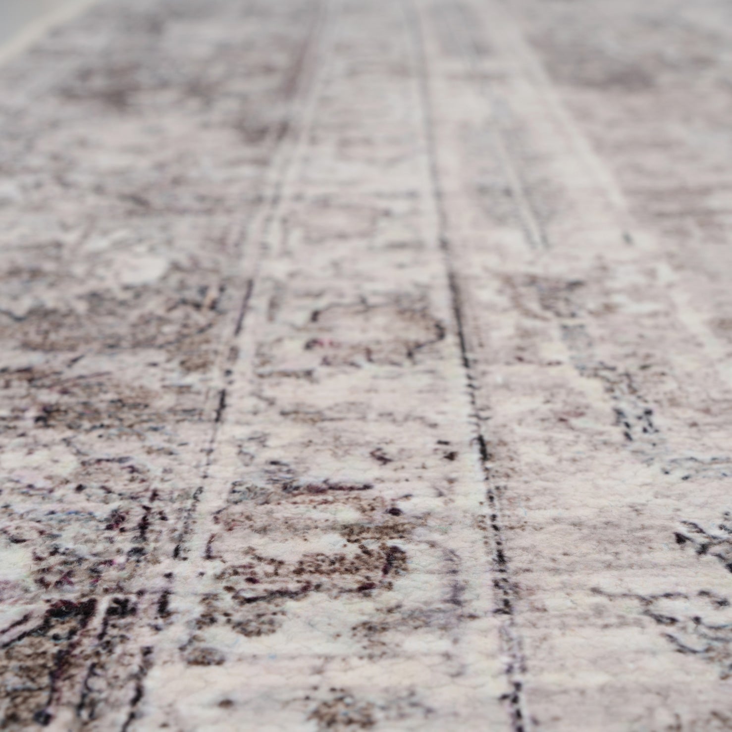 Soft Washable Vintage Greige Runner - Elsie