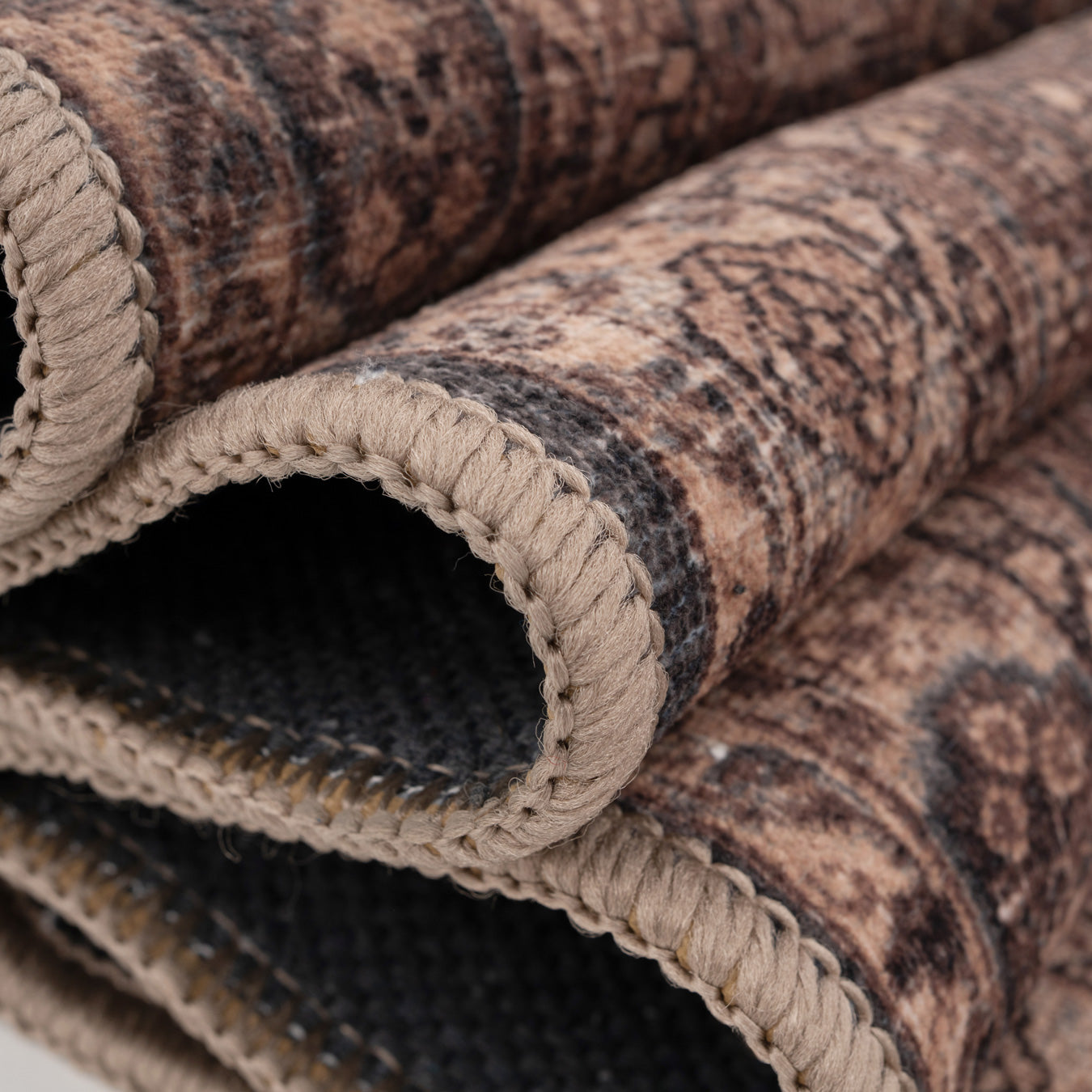 Soft Washable Brown Traditional Runner - Mabel