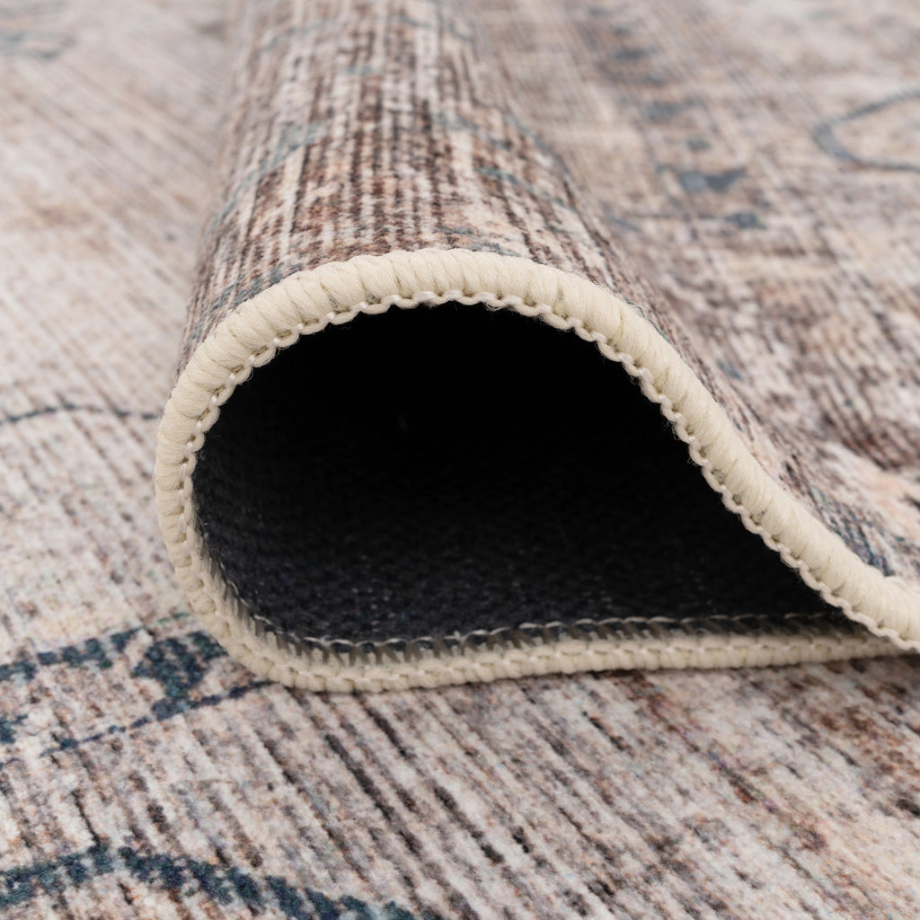 Washable Grey Blue Vintage Rug - Roam