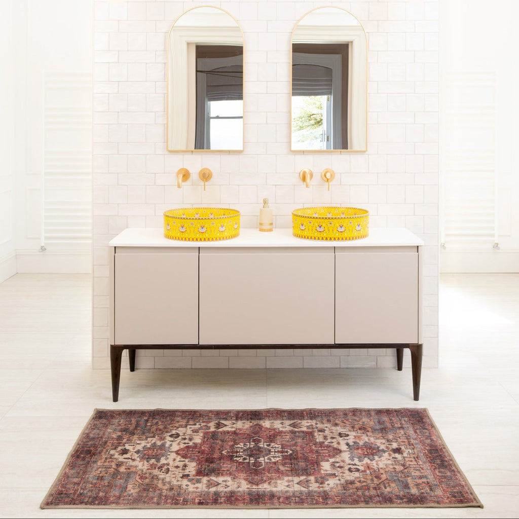 Soft Washable Burgundy Doormat - Rubyana