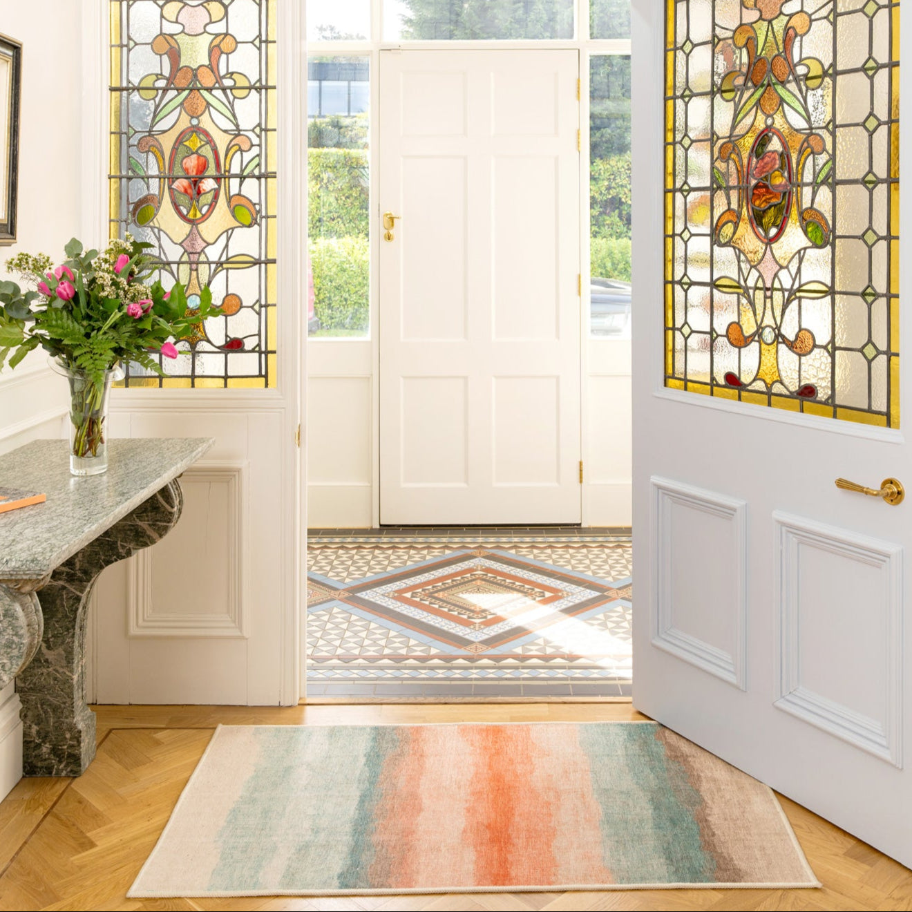 Soft Washable Multicolour Bathroom Mat - Solene