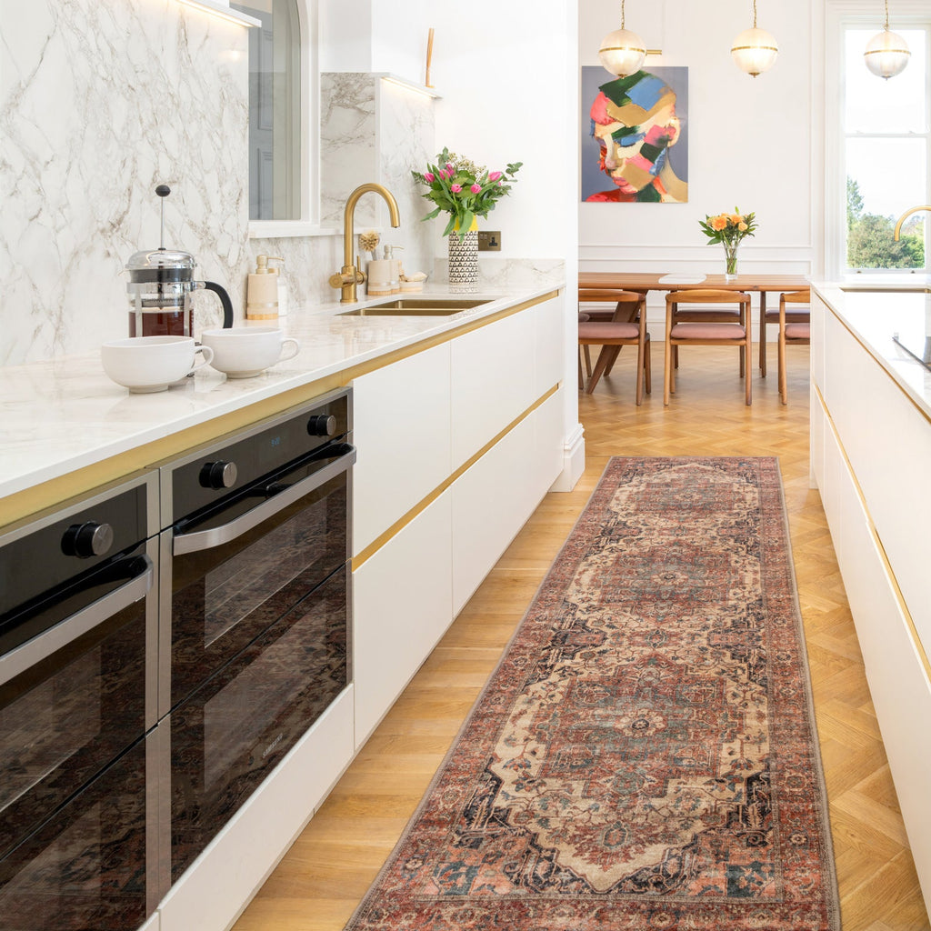 Soft Washable Terracotta Medallion Rug - Verity