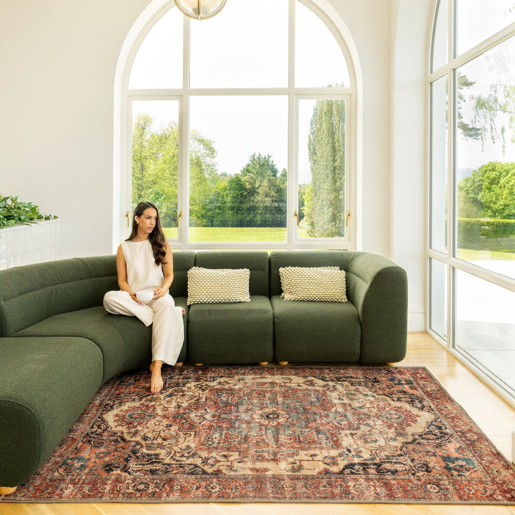 Soft Washable Terracotta Medallion Rug - Verity
